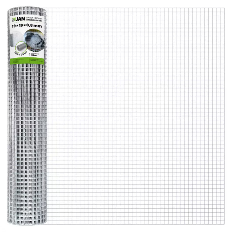 Svejset Trådnet 19x19x0,8 mm 1x25 m Galvaniseret