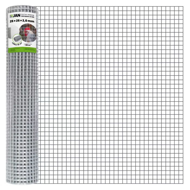 Svejset Trådnet 25x25x2 mm 1x10 m Galvaniseret