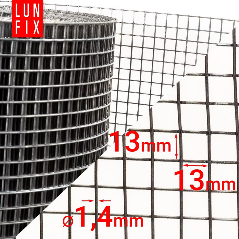 Svejset Trådnet 50 cm x 25 m Galvaniseret 13x13 mm