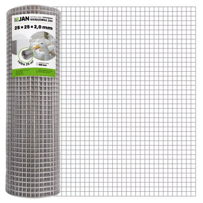 Svejset Trådnet 304 Rustfrit Stål 25x25x2,0 mm 1x25 m Sølv | 5903938008306