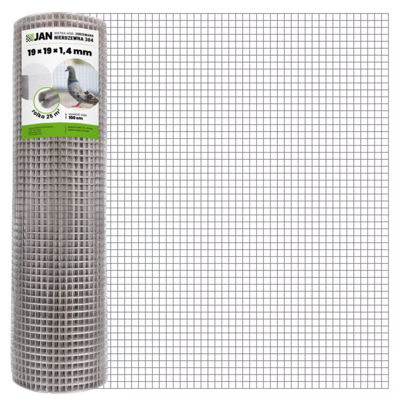 Svejset Trådnet Rustfrit Stål 304 1x25 m 19x19 mm Sølv