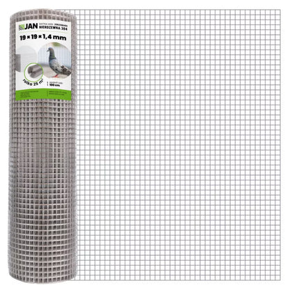 Svejset Trådnet Rustfrit Stål 304 1x25 m 19x19 mm Sølv