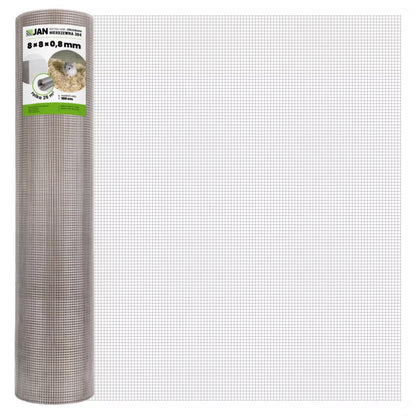Svejset Trådnet Rustfrit Stål 304 8x8 mm 1x25 m Sølv
