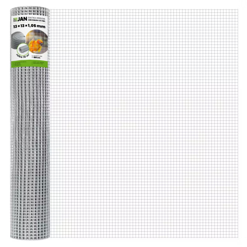 Svejset Trådnet Varmgalvaniseret 1x10 m 13x13 mm Sølv