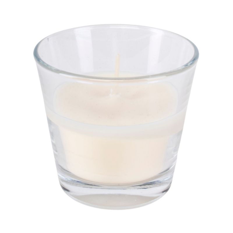 Kremfarvet stearinlys i glas