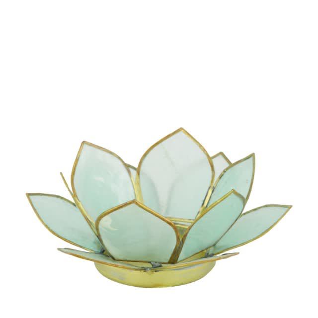 Lysestage Direct Home and Garden i lys blå med blomsterdesign