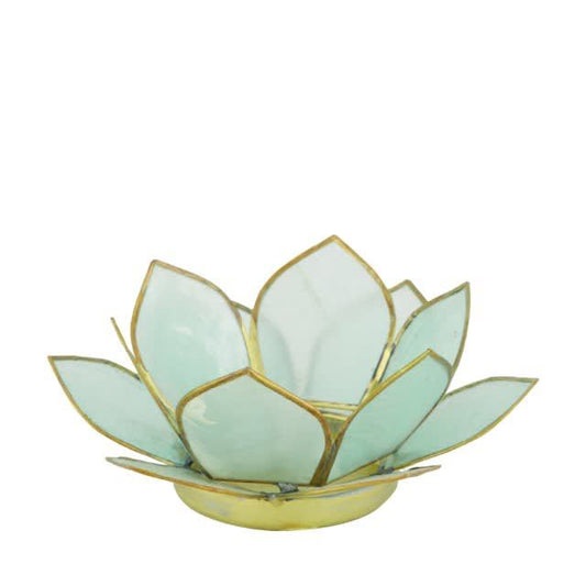 Lysestage Direct Home and Garden i lys blå med blomsterdesign