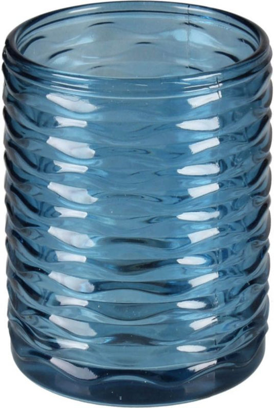 Splendid Wavo glaslysestage 7 x 10 cm blå