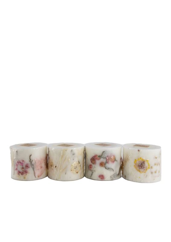Stearinlysestage med blomster 8,5 x 10 cm, mix