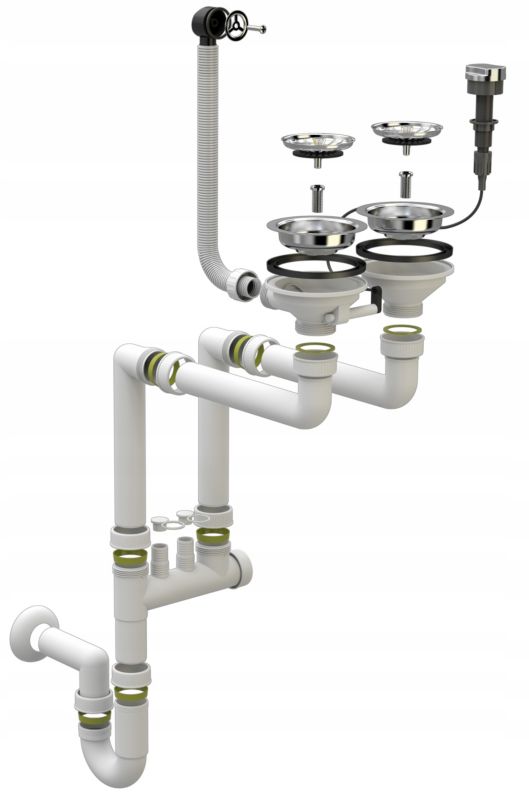 Automatisk Granitan dobbelkammer vægmonteret afløbssifon 1 stk.