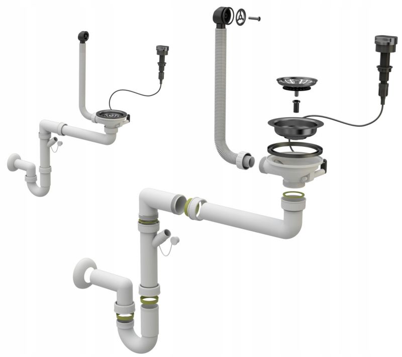 Automatisk vægmonteret Granitan ét-kammers afløbssifon til vask - 1 sæt