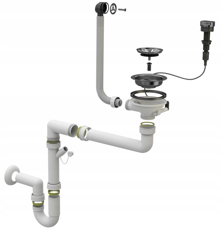 Automatisk vægmonteret Granitan ét-kammers afløbssifon til vask - 1 sæt