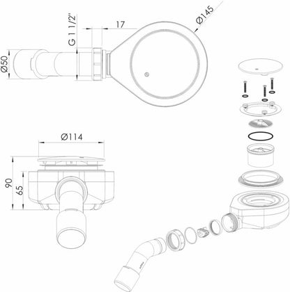 Badeværelsessifon 90 mm krom / mat-sort
