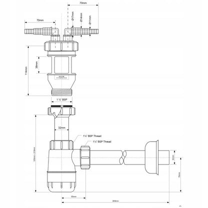 McAlpine afløbssifon til skyllevand og kondensvand, 1 stk.