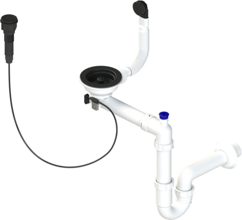 Sifon til 1-kammers vask Laveo 3,5" automatisk prop sort