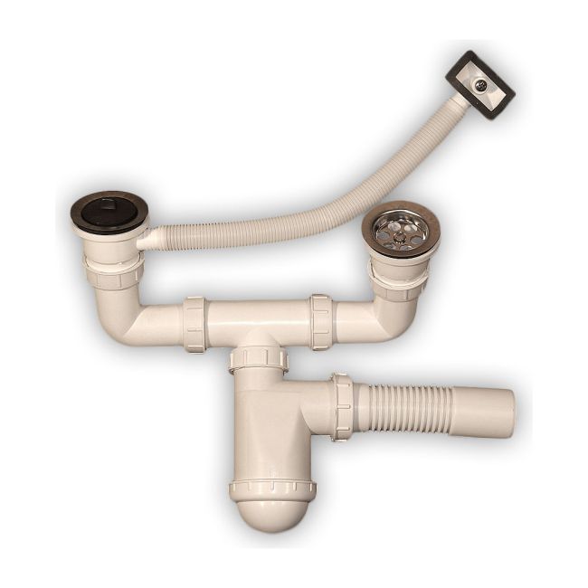 Dobbelt vaskesifon med overløb