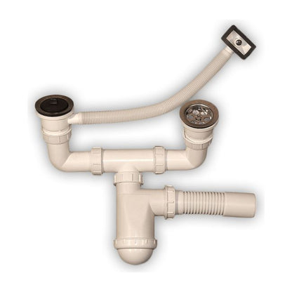 Dobbelt vaskesifon med overløb