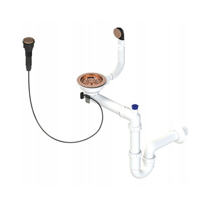 Syfon til vask GranMaster sæt afløb guldbelagt-rosa med automatisk PVC-prop