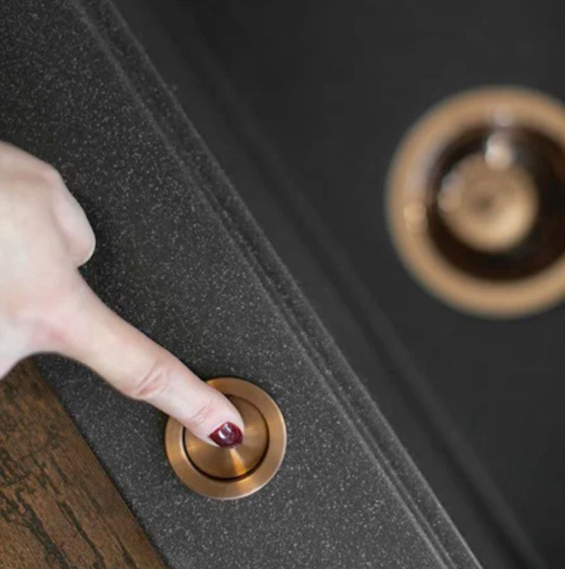 Syfon til vask GranMaster sæt afløb guldbelagt-rosa med automatisk PVC-prop