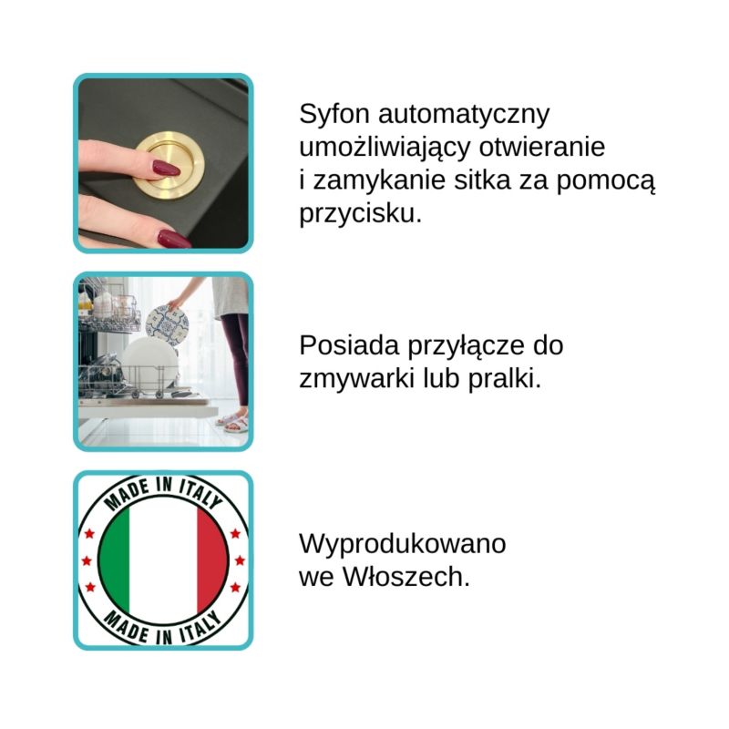 Syfon til vask GranMaster sæt afløb guldbelagt-rosa med automatisk PVC-prop