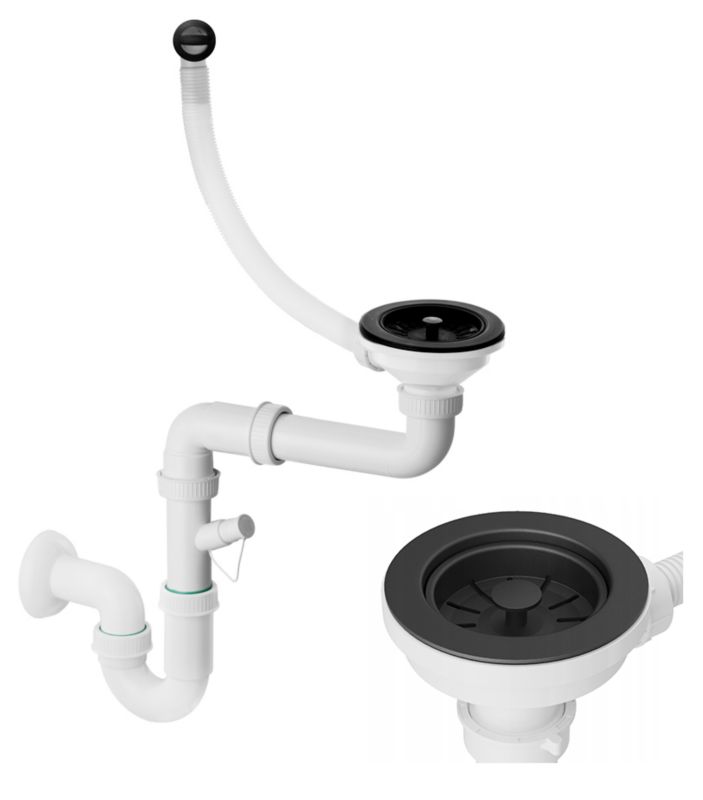 Enkeltkammer-sifon til Granitan vask, komplet sæt