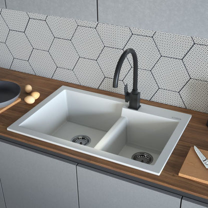 Manuel afløbssifon til dobbelte køkkenvaske GranMaster krom, 1 stk.