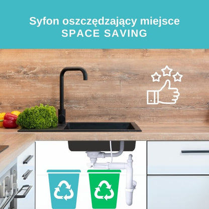 Manuel afløbssifon til dobbelte køkkenvaske GranMaster krom, 1 stk.