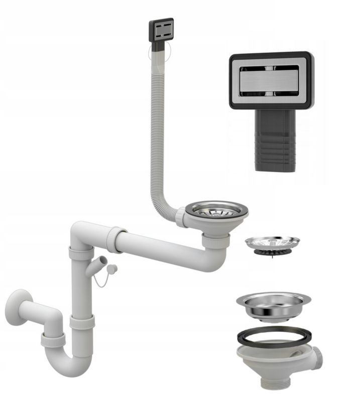 Manuel afløbssifon til køkkenvask Granitan enkeltkammer rektangulær 1 sæt