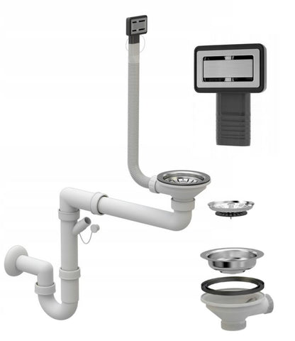 Manuel afløbssifon til køkkenvask Granitan enkeltkammer rektangulær 1 sæt