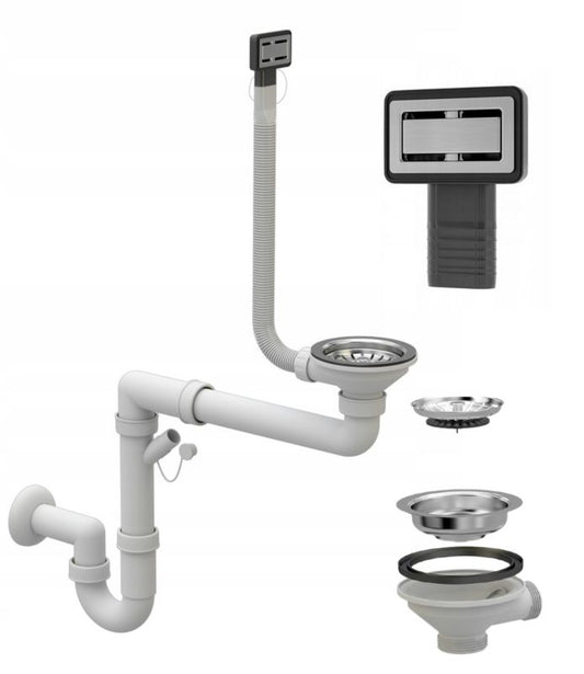 Manuel afløbssifon til køkkenvask Granitan enkeltkammer rektangulær 1 sæt