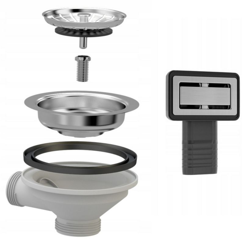 Manuel afløbssifon til køkkenvask Granitan enkeltkammer rektangulær 1 sæt