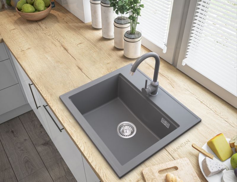 Manuel afløbssifon til køkkenvask Granitan enkeltkammer rektangulær 1 sæt