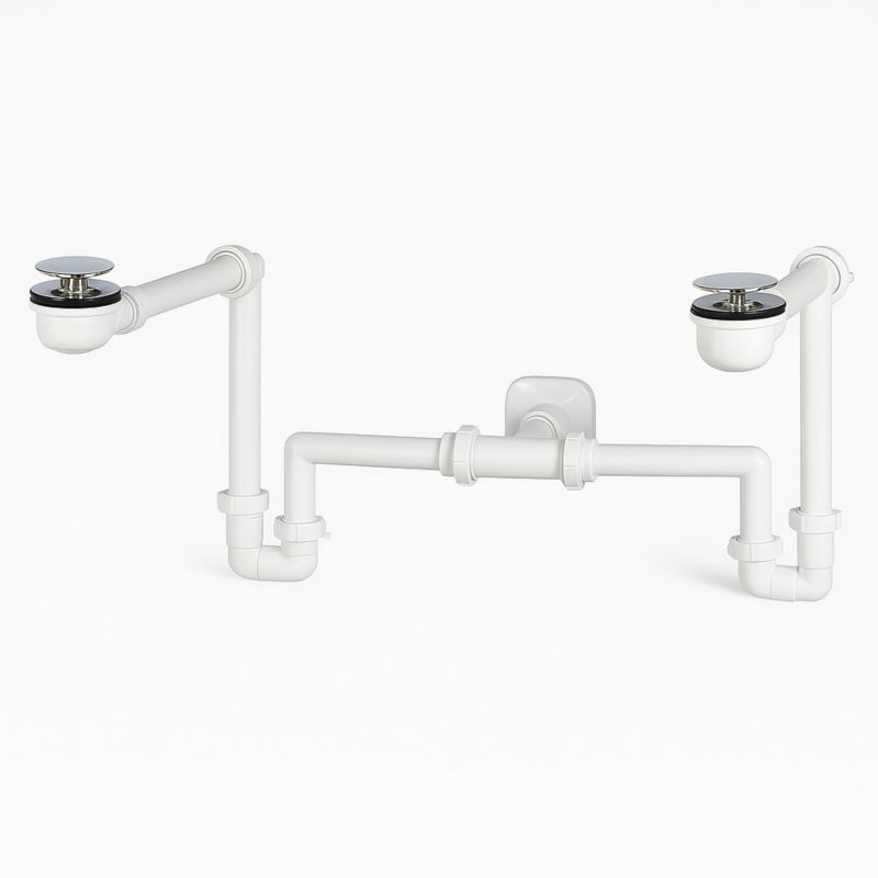 Lira dobbelt afløb med pladsbesparende design og click-clack prop, 1 stk.