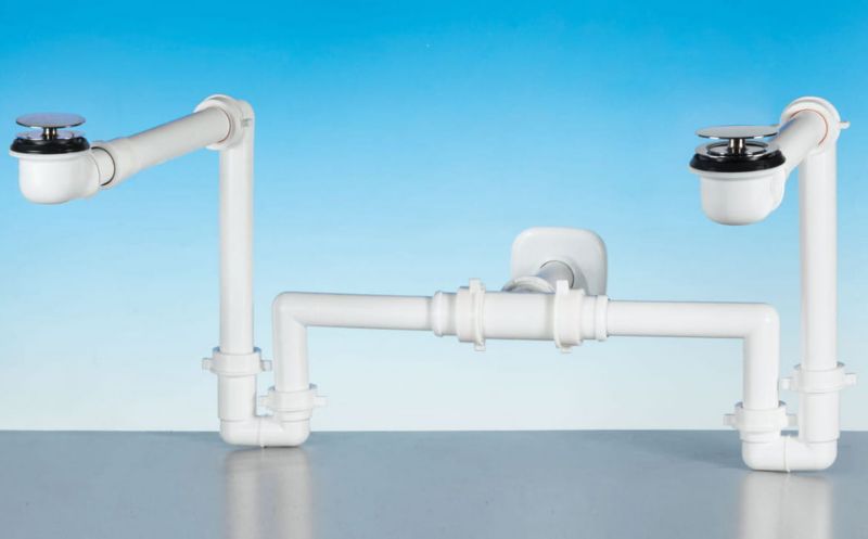 Lira dobbelt afløb med pladsbesparende design og click-clack prop, 1 stk.