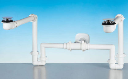 Lira dobbelt afløb med pladsbesparende design og click-clack prop, 1 stk.