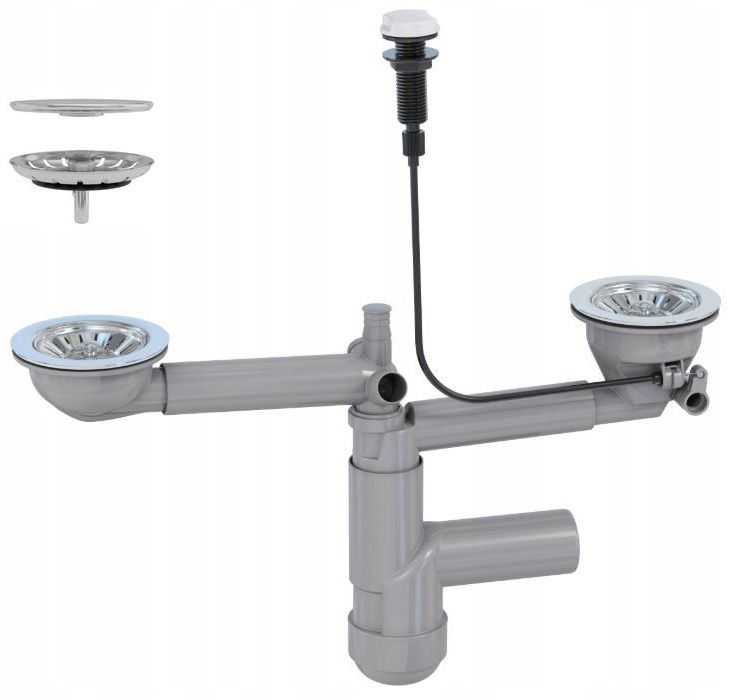 Automatisk vægmonteret syfon til granitvask med to kamre, 1 sæt