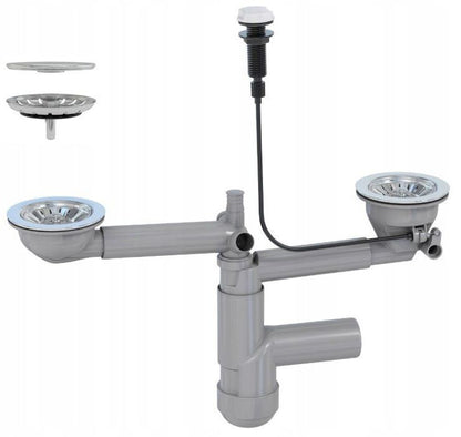 Automatisk vægmonteret syfon til granitvask med to kamre, 1 sæt