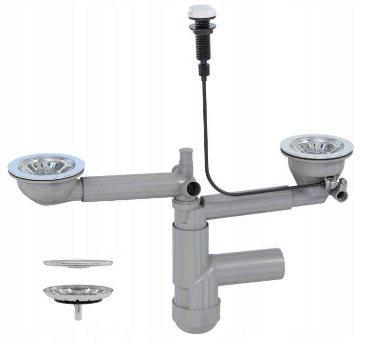 Automatisk vægmonteret syfon til granitvask med to kamre, 1 sæt