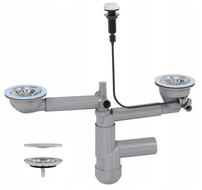 Automatisk vægmonteret syfon til granitvask med to kamre, 1 sæt