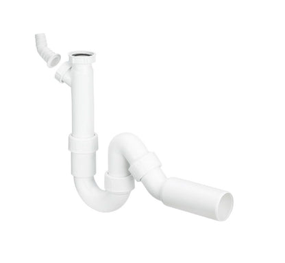 Viega rør-sifon 1 1/4" x 50 mm hvid med opvaskemaskineafløb, 1 stk.