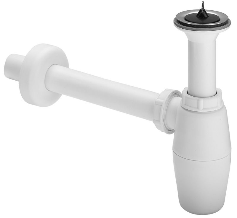 Flaskeformet vaskesifon Viega i plast med ventilation