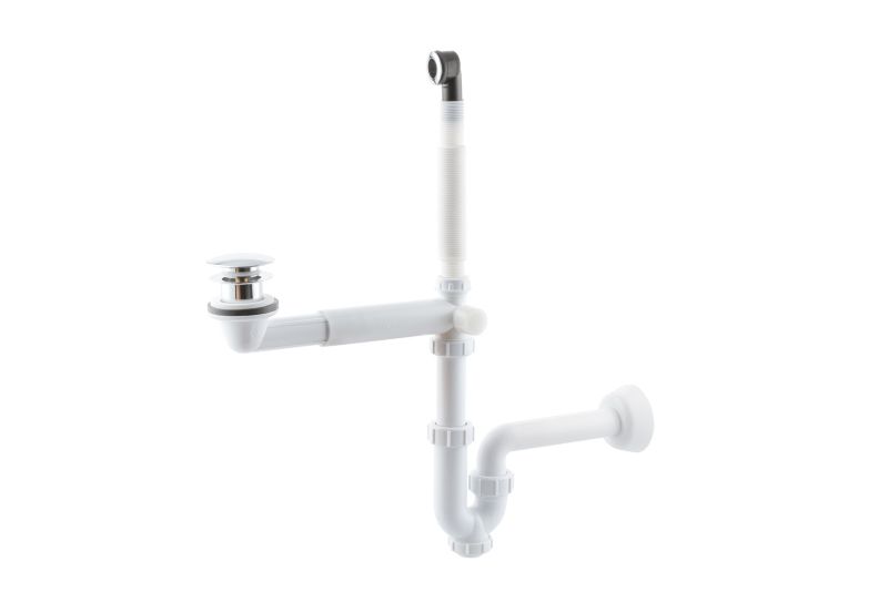 Klik-klak vaskesifon i krom med overløb