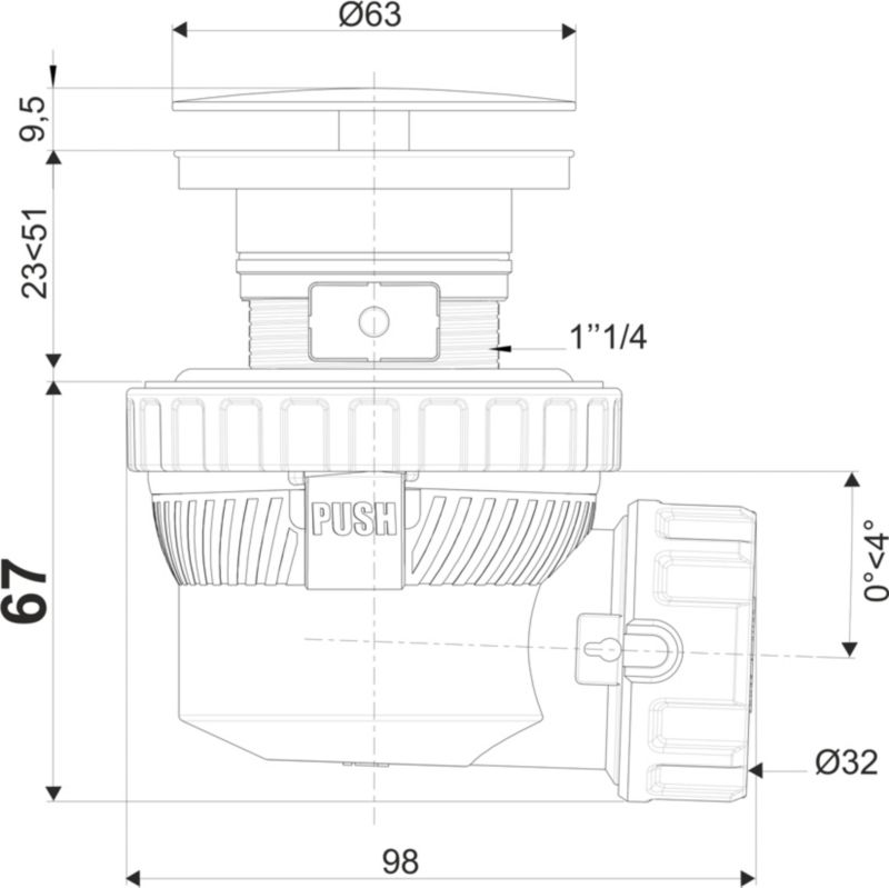 Klik-klak vaskesifon i nano-krom