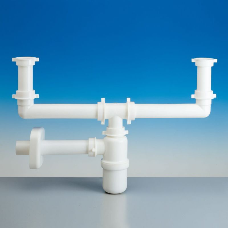 Lira dobbelte flaske-sifon til håndvask med 1 1/4" tilslutningsstuds og 40 mm afløb, 1 stk.