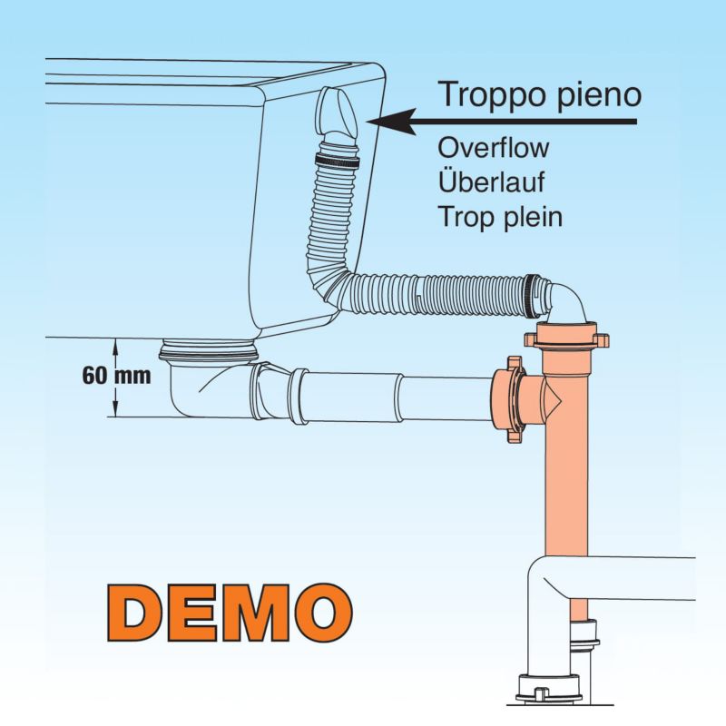 Pladsbesparende universel justerbar vaskesifon 32/40 mm fra Lira, 1 stk.