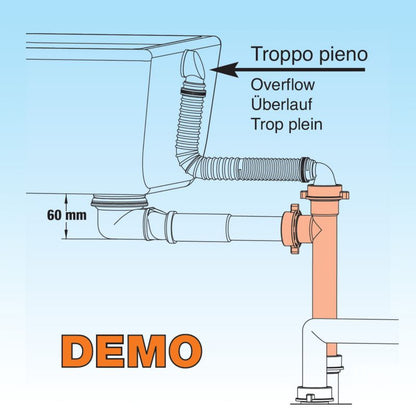 Pladsbesparende universel justerbar vaskesifon 32/40 mm fra Lira, 1 stk.