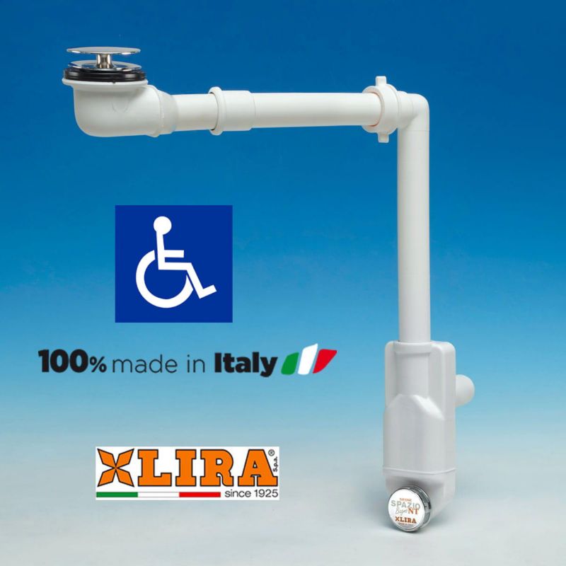 Pladsbesparende Lira vaskesifon med inspektionsåbning og click-clack bundventil, 1 stk.