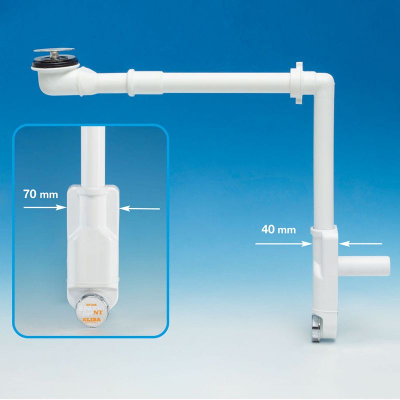 Pladsbesparende Lira vaskesifon med inspektionsåbning og click-clack bundventil, 1 stk.