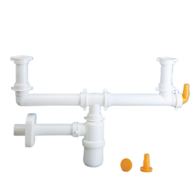 Lira dobbeltsifon til håndvask med 1 1/4" tilslutning og afløb til vaskemaskine/opvaskemaskine, 1 stk.