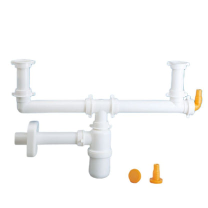 Lira dobbeltsifon til håndvask med 1 1/4" tilslutning og afløb til vaskemaskine/opvaskemaskine, 1 stk.